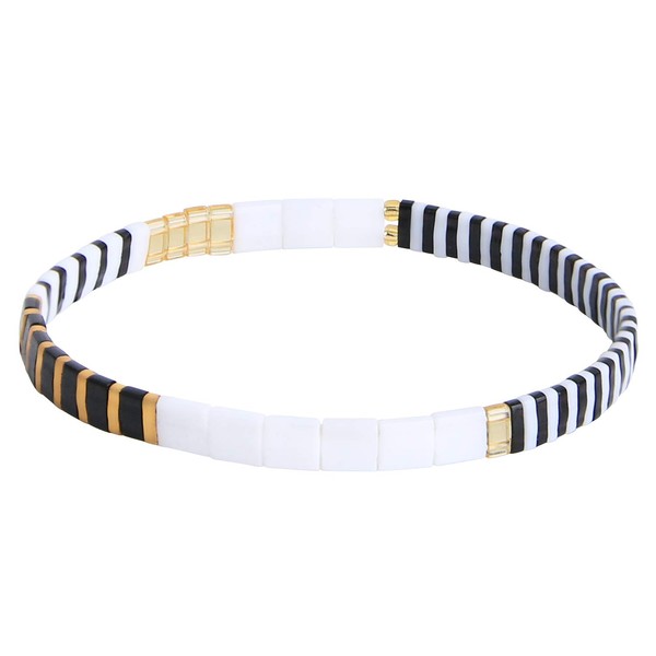 C·QUAN CHI Women Stackable Tila Bead Bracelets Flat Bead Bracelet