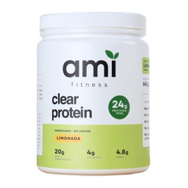 Ami Fitness Clear Protein — Proteína de Suero de Leche Ultrafiltrada con Colágeno en Polvo, 24 g de Proteína, Sin Azúcar, Sin Grasa, Sin Inflamación, Sabor Limonada Refrescante, Base de Agua | 20 Porciones | 540 g