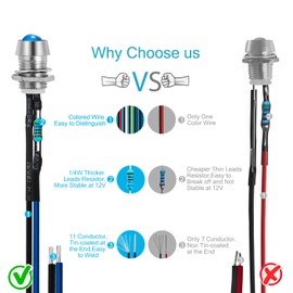 CHANZON 5 pcs 8mm Panel Mount + 5mm LED Colored Blue Pilot Diode Light (Diffused Round Lens) 12V Universal Flush Mount Dash Board Indicator Panel Socket Lights Bulb Lamp for Cars Boats