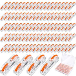 100 Pcs Wire Connectors 1 to 1 Inline Wire Compact Splicing Electrical Connectors 1 Conductor Lever for Quick Wiring Circuit Inline 28-12 AWG