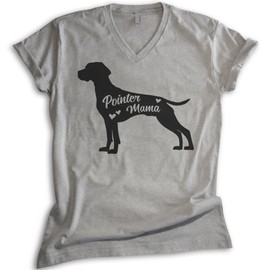 EVERTREE CLOTHING Pointer Mama V-Neck T-Shirt, Unisex Women's, German Shorthaired Pointer GSP Owner, Best Dog Mom Gift, Dark Heather Gray, Medium