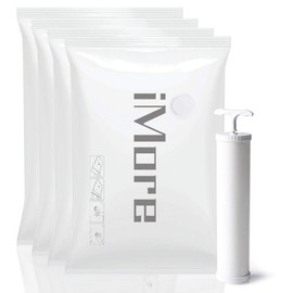 iMore Futon Compression Bags, Pack of 4, 39.4 x 31.5 inches (100 x 80 cm), Pump Included, LL Size, Large Storage, High Sealability, Fits Mattons, Vacuums, Moving/Changing Clothes, Vacuum Compression