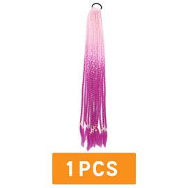 Traziewell Hair Pieces for Women Pink Ombre Braiding Bride Hair Accessories Wedding Braided Hair Extensions Fiber Braids Gradient Color Hairpiece Giant Hair Band Ponytail Purple Hair Extensions 2822