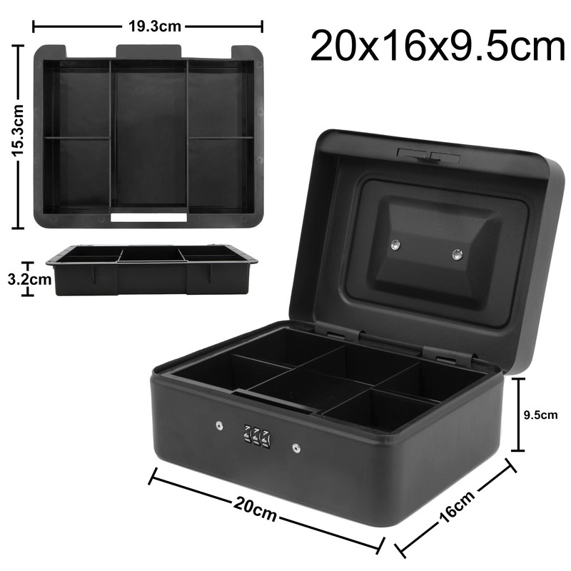 Small Security Lock Box with Coin Tray Metal Material with