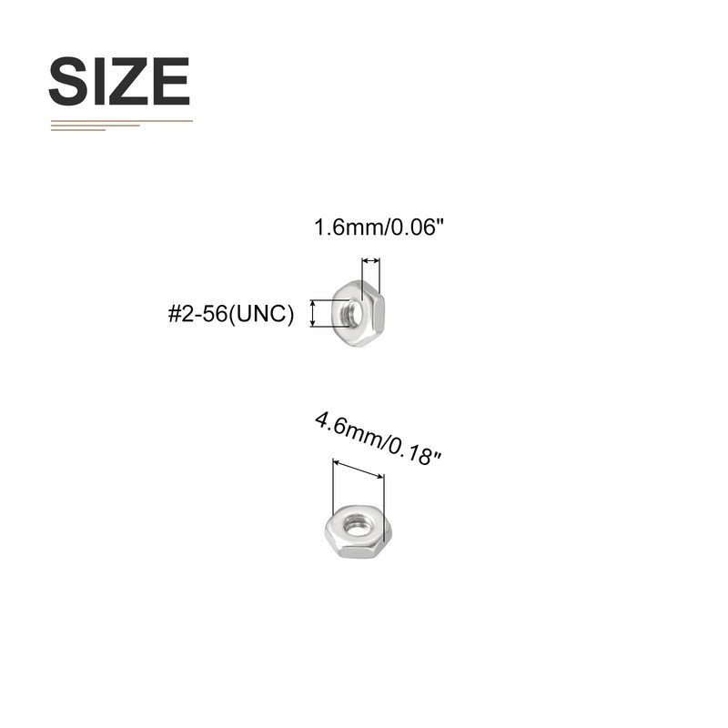 DTGN #2-56(UNC) Hex Nuts - 50 Pack - Good for