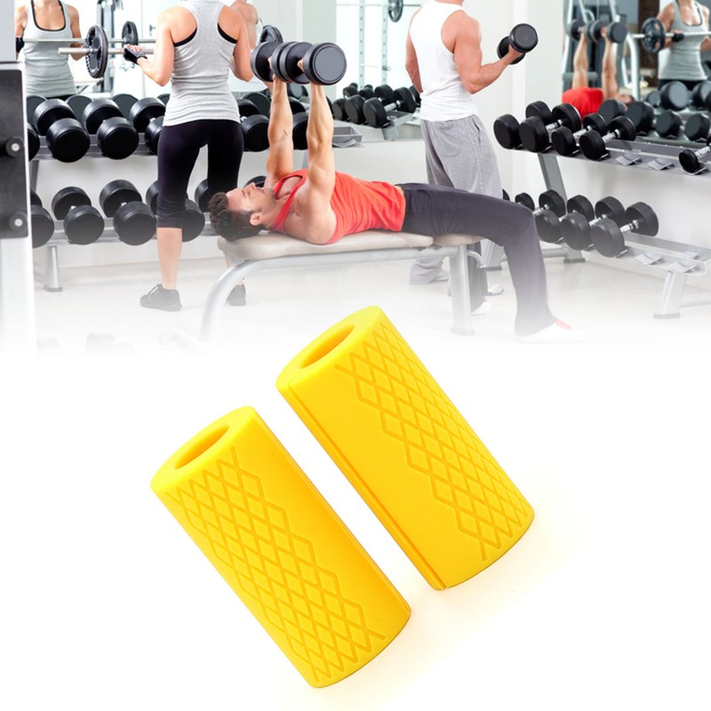 2Pcs Silicone Barbell Grips Prevent Slip Thick Bar Dumbbell Grips