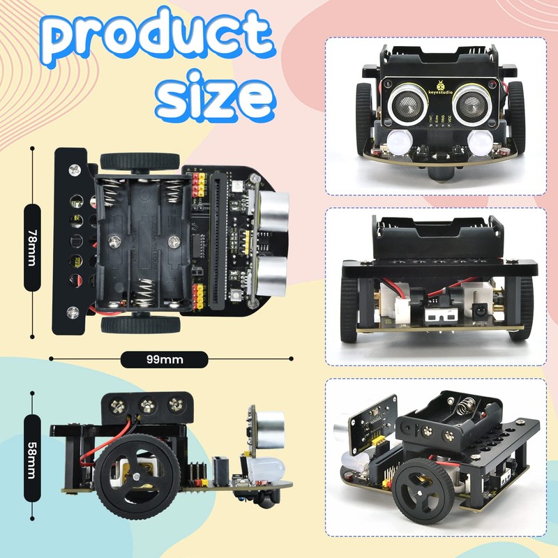 KEYESTUDIO BBC Microbit V2 Starter Kit, Micro Bit Car Kit