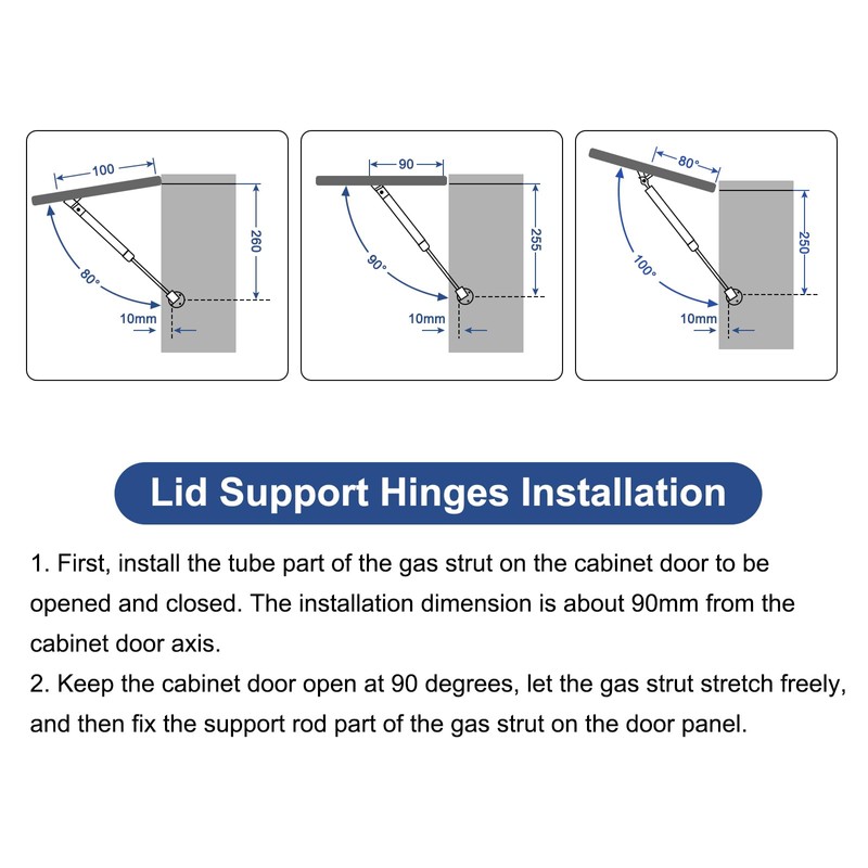 sourcing map 4Pcs Lid Support Hinges, 200N Gas Struts Soft