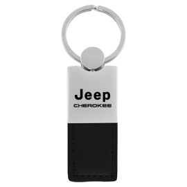 Jeep Cherokee Leather Key Ring (Black)