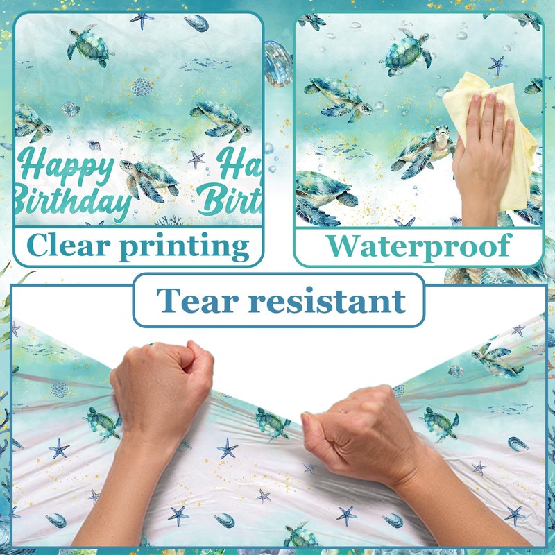 ZUIDAWU 4 Pack Summer Party Tablecloth Ocean Turtle Tablecloth Under