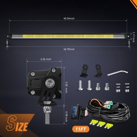 Nilight LED Light Bar with Amber DRL 40.3 Inch 165 W Single Row Anti-Glare Flood Spot Combo DRL Slim Offroad Light IP68 w/ 14 AWG DT Wiring Kit for Pickup Truck SUV ATV UTV Boat 4x4