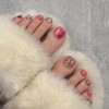 Glitter Press on Toenails Short Square Fake Toenails with Design