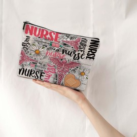 NEGIGA Retro Nurse Makeup Bag, Nurse Gifts for Women, Nurse Appreciation Gifts, Registered Nurse RN Gifts, Nurse Practitioner Gifts, Nurse Graduation Gift, Nurse Small Makeup Cosmetic Bag for Purse