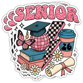 HOSALA (3in - 3Pcs) Senior 2026 Sticker Pack, Cute Girly High School College Sticker for Student, Senior Year Gift, Graduation Class of 2026 Decoration for Laptop Tablet Water Bottle Helmet Vehicle