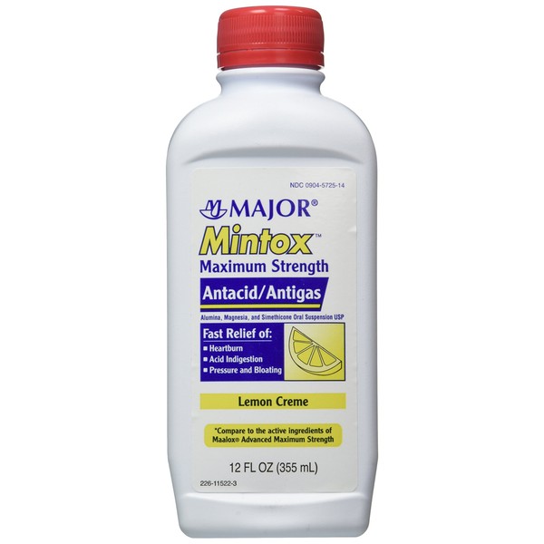 Mintox Maximum Strength Antacid Anti-Gas Liquid Generic for Maalox Max Lemon Flavor 12 oz 4 PACK