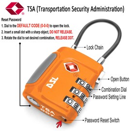 TSA Approved Luggage Lock, DSL Pack of 2 Travel Combination Padlocks with Code (3 Digits), Code Lock for Travel Suitcases Luggage Bag Case etc