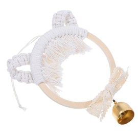 Totority Handwoven Cat Bell Ornament Nordic Style Wall Hanging Decoration for Cat Charming Tinkling Bell for Home Decor Unique