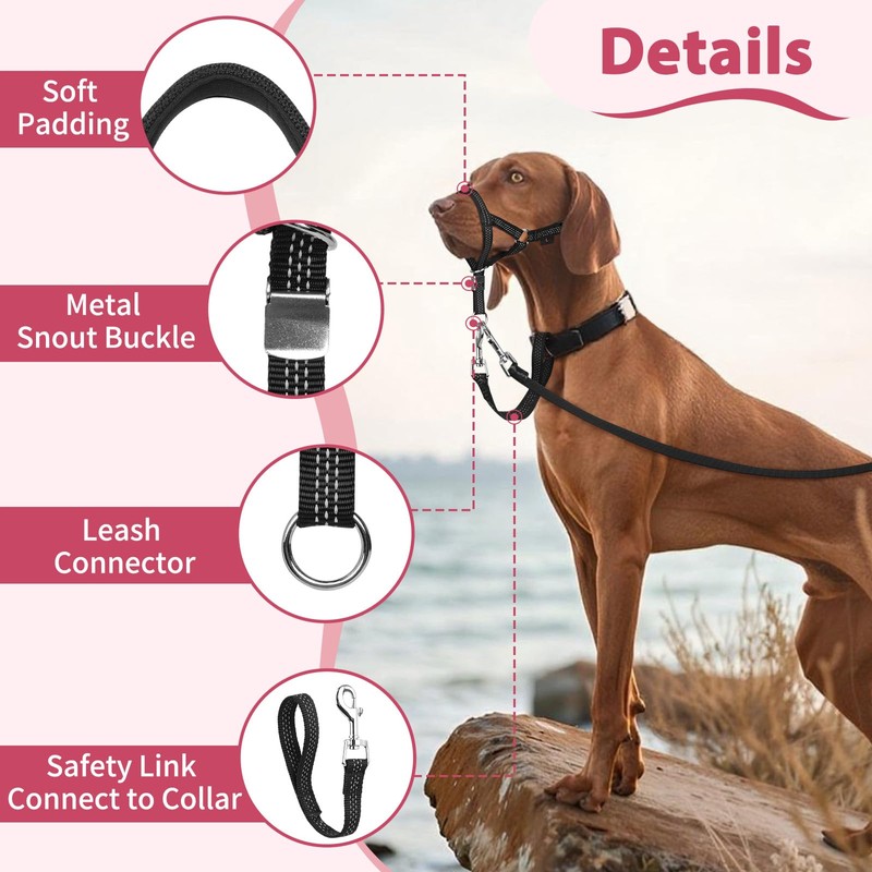 BARKLESS Sturdy No Pull Head Collar for Medium Large Dogs,