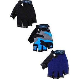 3 Pairs Kids Half Finger Gloves Sport Gloves Non-Slip Gel Gloves for Children Cycling Riding Biking (3 - 5 Years)
