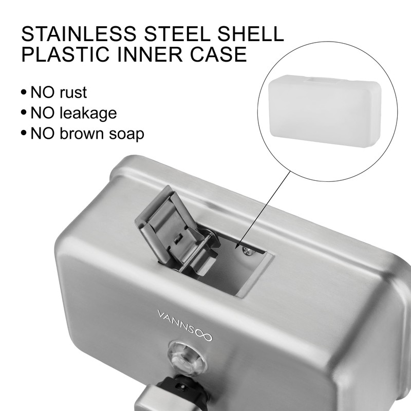 VANNSOO Wall Mounted Hand Soap Dispenser Bathroom, 1100ml 37oz Commercial