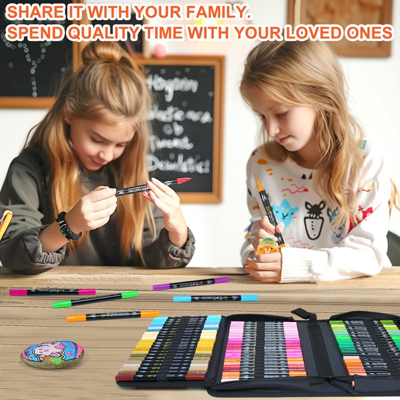 NICETY 128 Acrylic Paint Markers, Dual Tip Brush Paint Pens