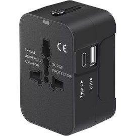 NEWVANGA Travel Adapter with USB C, Universal All in One Worldwide Travel Adapter Power