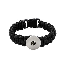 Choose Color, Size | Paracord Snap Jewelry Ginger Charm Bracelet Unisex Nylon Rope Band Fits 18MM 20MM Custom Snap Buttons (Black, Youth Small)