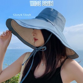 Drolasa Women Wide Brim Sun Hat Floppy Sun Visor UV Protection Beach Hat Breathable Summer Bucket Hat UPF 50 Fishing Hats (Cotton, Black)