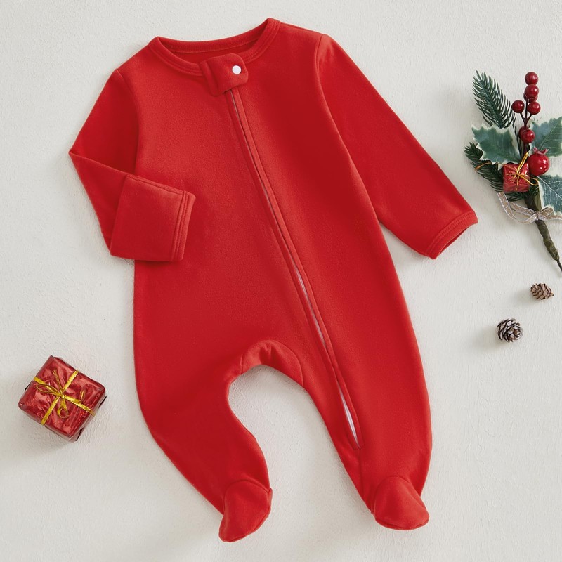 BULINGNA Newborn Baby Girl Boy My First Christmas Jumpsuit Long
