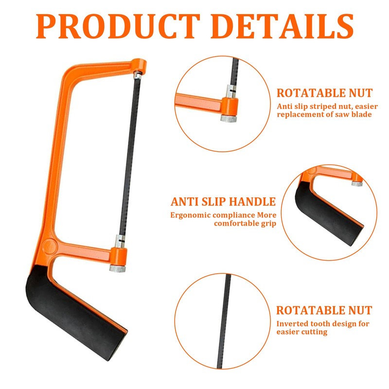 Hacksaw,Hacksaw for Metal Cutting,Adjustable Angle Metal Saw,Heavy Duty Hack Saw,with