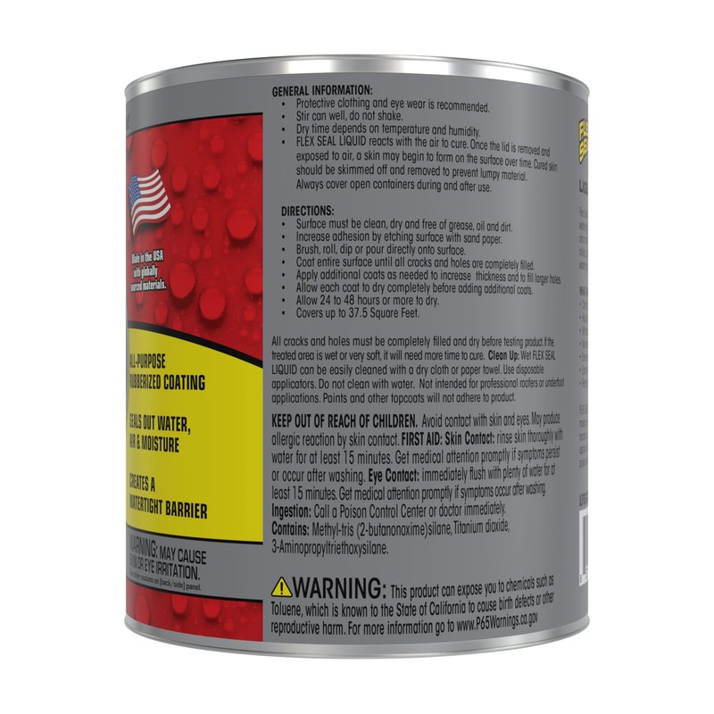 Flex Seal Liquid, Rubber Coating Sealant, Waterproof, Flexible, Breathable, and