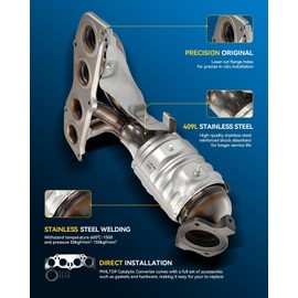 PHILTOP Front Catalytic Converter Stainless Steel Direct-Fit Replacement For 2002-2006 Camry/Solara 2.4L Replace OE 16384, 641518, 40587 (EPA Compliant)