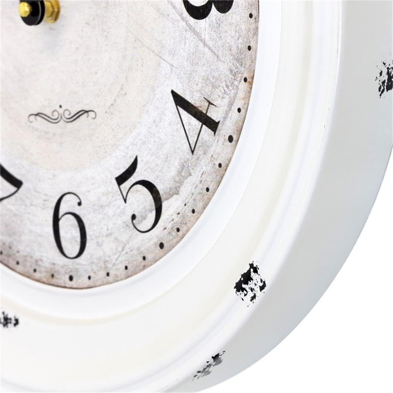 Yosemite Home Decor Circular Iron Wall Clock, White Frame, White