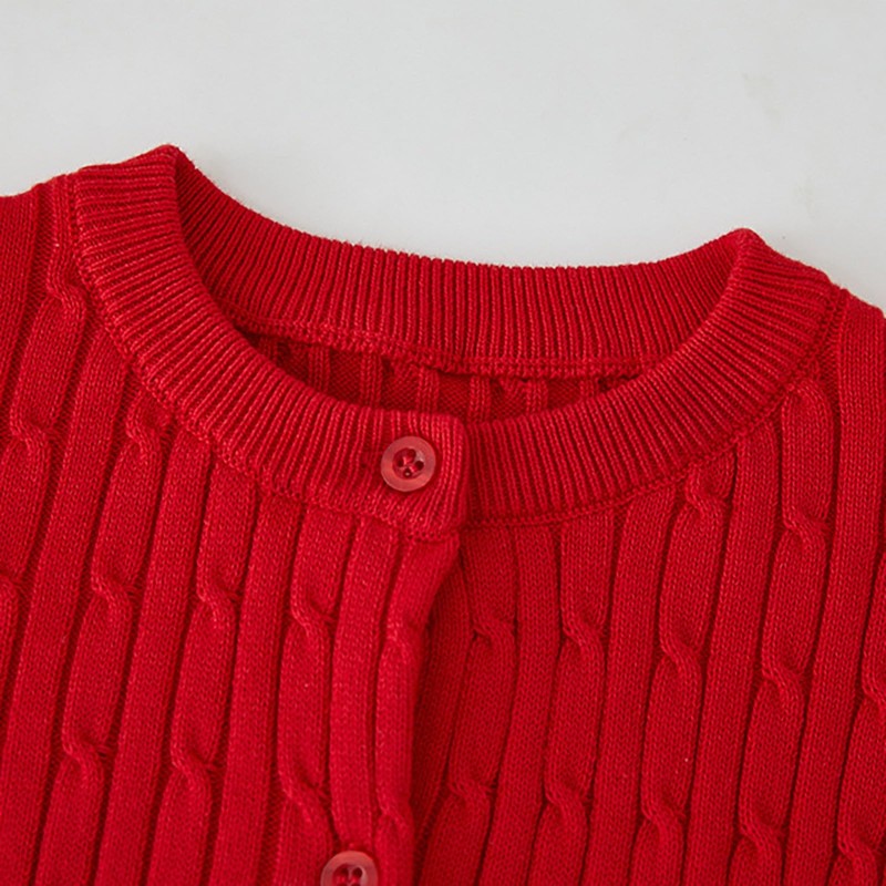 Mädchen-Strickjacke, Langarm, Rundhalsausschnitt, leicht, bequem, Pullover, Jacke, Kinderkleidung, Herbst und
