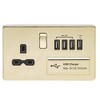 Knightsbridge SFR7USB4PB Screwless 1G 13A Switched Socket with Quad USB