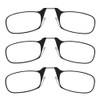 ThinOptics Readers Rectangular Reading Glasses, 3 Pack-Black, 44mm + 1.5