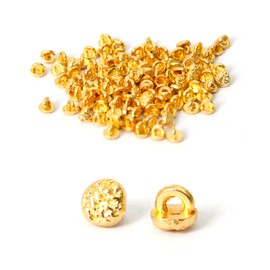 Miniature Buttons 100 Pcs 0.2 inch (4 mm) Tiny Metal Buttons for Doll Clothes Decoration Buttons Hand Sewing Mini Pearl Metal Buttons DIY Auxiliary Materials Doll Clothes Accessories