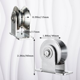 SHINICO Groove Pulley Wheel for Rope Wall Mounted, Bearings Inside, Stainless Steel Cable Pulley System 48mm V Type Blocks Rollers, for Gym Equipment, Sliding Gate 2Pack