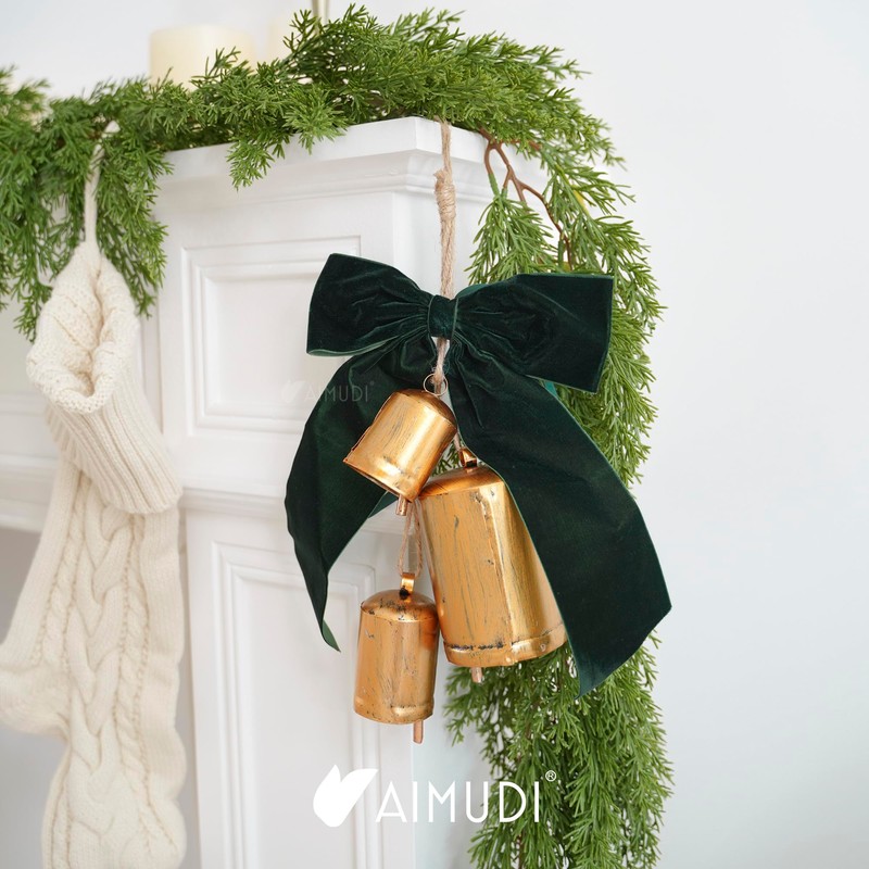 AIMUDI Hunter Green Velvet Bows 7" Green Premade Velvet Bows