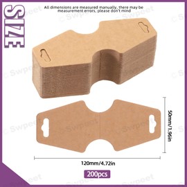 Swpeet 200Pcs 4.7"x 2" Kraft Blank Thick Paper Writable Necklace Bracelet Display Cards With 2 Pre-Drilled Holes - Simple and Sturdy Hanging Functional Card for Jewelry Earring Retail Display