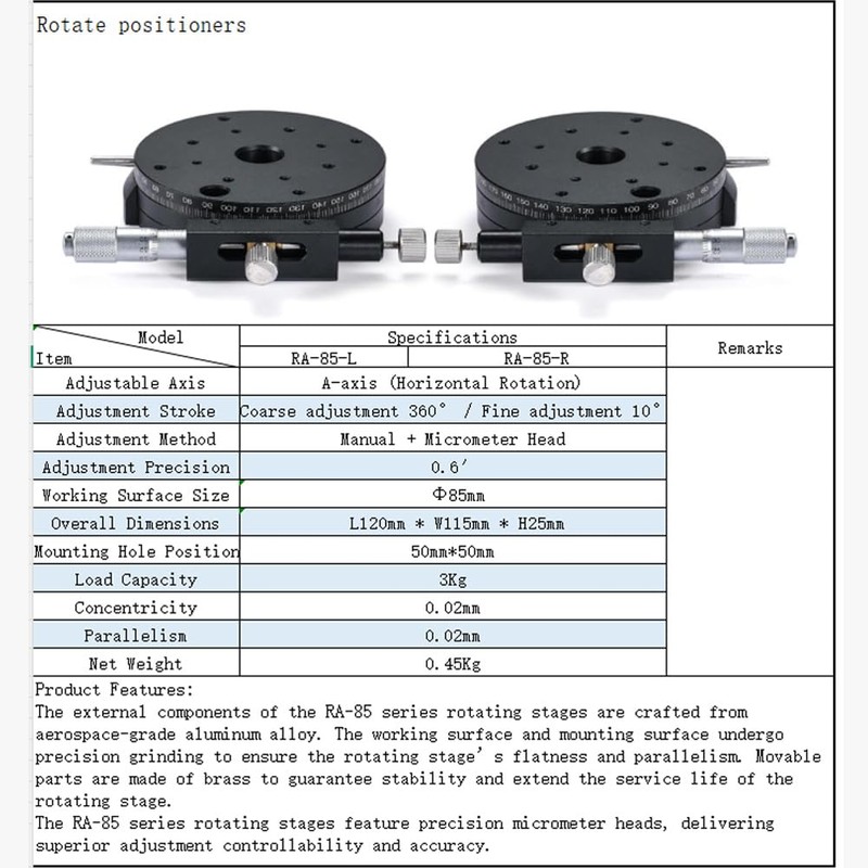 A Linear Rotating Stage, Series Rotate Positioners - High Precision