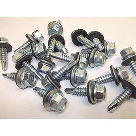 Merriway BH07046 (20 Pcs) Self Drilling Hex Steel Tek Screws with Bonded Washer 5 x 16mm - Pack of 20 Pieces