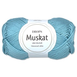 Frida's Wollhaus Drops 50 g Nutmeg Cotton Knitting Crochet Wool Yarn Mercerised 45 Colours (02 | Light Blue)
