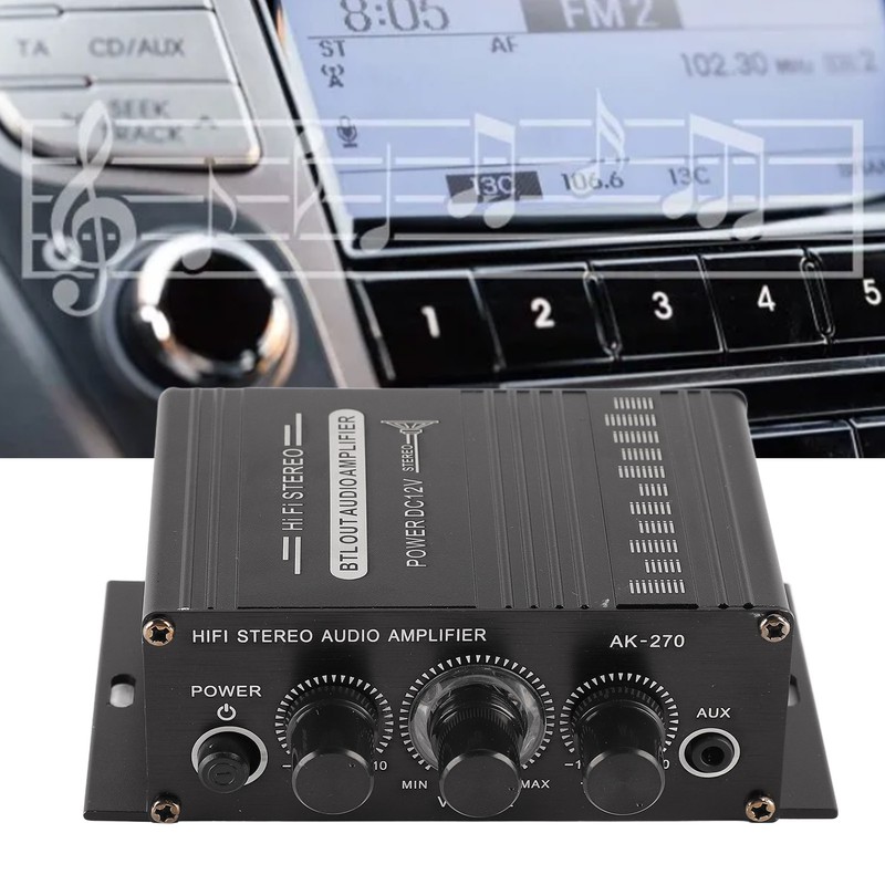 Stereo Amplifier 12V Portable Clear Sound Quality Mini Amplifier for