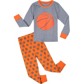 A&J DESIGN Kids Boys Basketball Pajamas 2 Piece Cotton Set (5, Basketball)