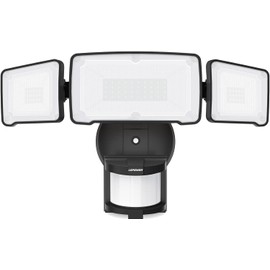LEPOWER LED Motion Sensor Security Lights, 3 Head Motion Detected, 38W, 4200LM, Waterproof IP65, 5500K, Full Metal for Outdoor, Garage, Porch, Yard (Black)