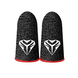 2pcs Gaming Finger Sleeves, Red Lining, 1 Pair of Thumb Covers Work for All Touchscreen Devices, 0.15mm Superconducting Nanofibers, Smooth Feel, Anti Sweat, Thumb Sleeves Mobile Gaming