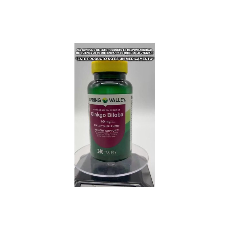 Ginkgo Biloba 60mg 240 Caps Ayuda Memoria Reduce Fatiga Spv
