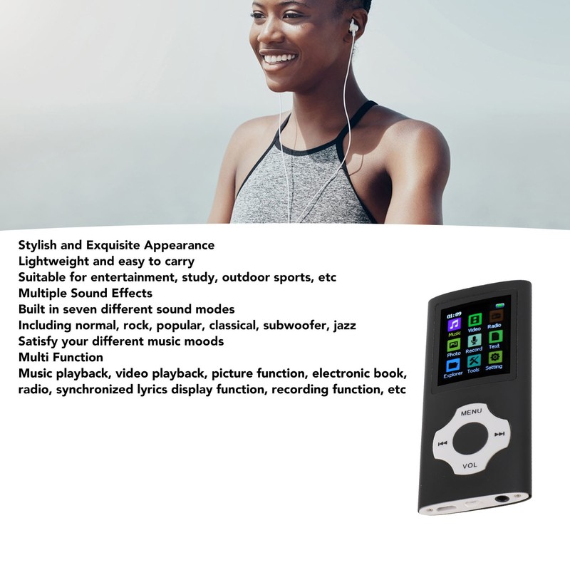 MP3 Player HiFi Lossless Rechargeable 1.8in TFT Screen Portable Music