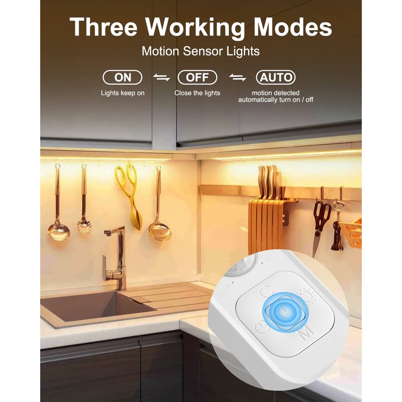 Feuymoent Motion Sensor LED Strip Light - Cabinet Strip Lights